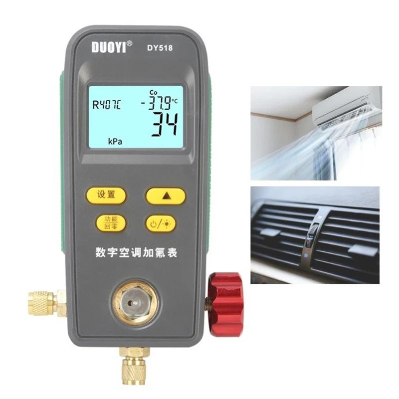 Manômetro Digital Dy518 Medidor de Temperatura e Pressão para ar Condicionado Automotivo