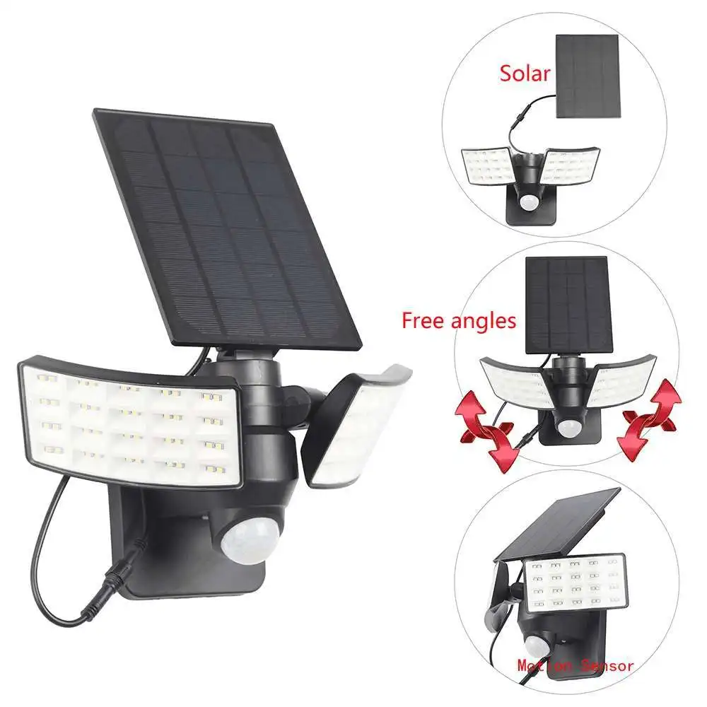 [LTOON]new solar double head solar light human body motion sensor spotlight waterproof outdoor adjustable angle garden wall ligh