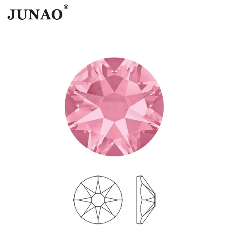 JUNAO SS10 SS16 SS20 SS30 16 Cut Facets Rhinestone Top Quality 2088 Glass Flatback Strass Non Hotfix AB Crystal Stone Round Gems