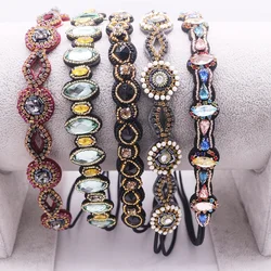 Ethnic Glass Beads Handmade Headband Pearl Rhinestone Customized Beaded Hairband For Women & Girls Hair Accessories