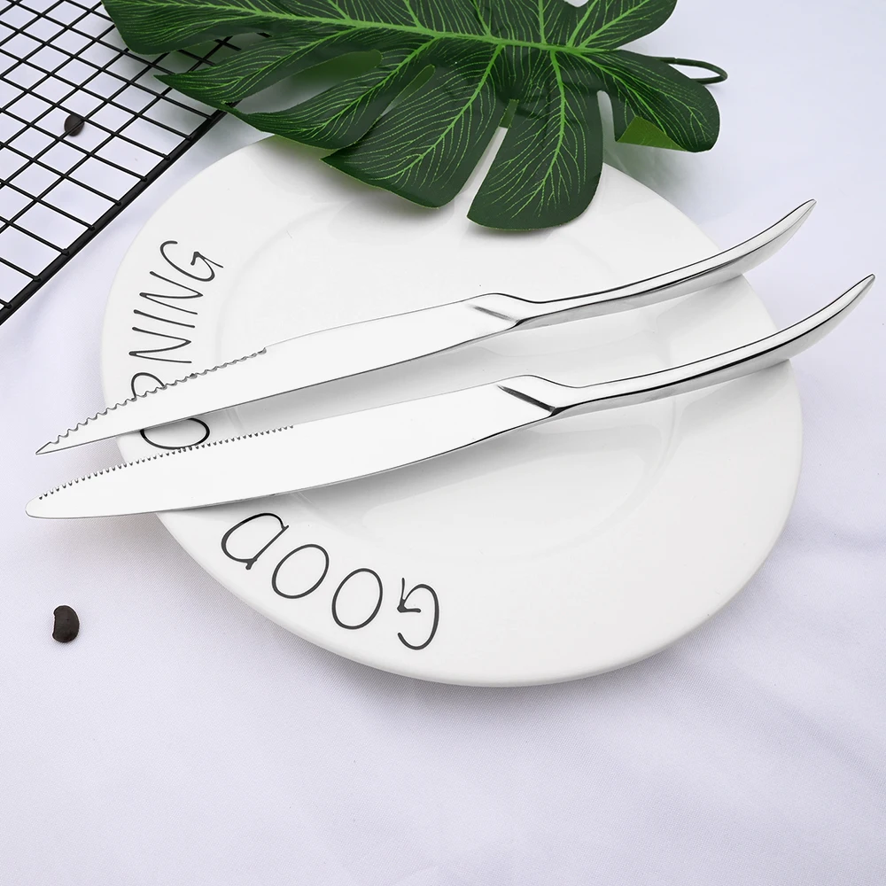 High Quality Silver Dinnerware 304 Stainless Steel Cutlery Set Knife Dessert Fork Fruit Fork Spoon Tableware Set Mirror Flatware