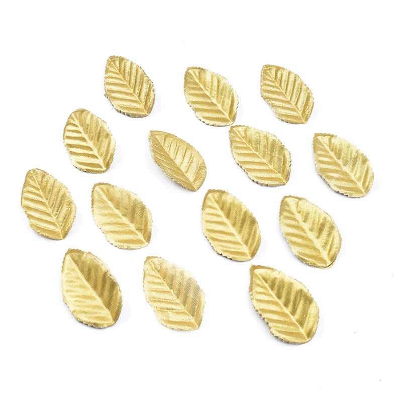 100pcs Golden leaves Christmas Crafts decoration silk leaf home wedding decorative flowers wreaths artificial plants wholesale