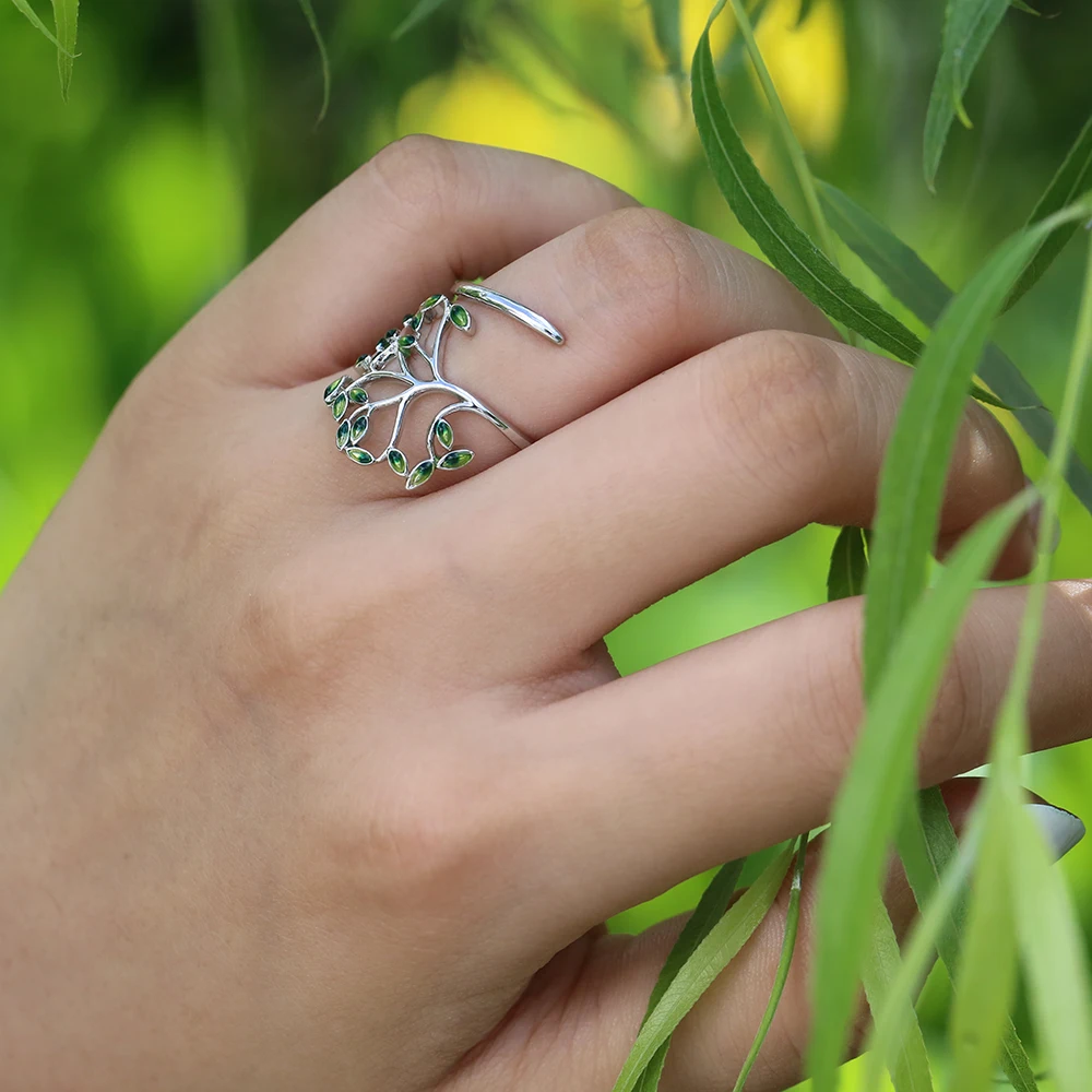 CAOSHI-anillos con forma de rama verde para mujer, sortijas con apertura ajustable, adornada, versátil, PARA CENA y fiesta, gran oferta