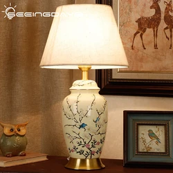 New Chinese Style Ceramic Table Lamp For Living Room Bedroom Bedside Lamp Hand Painted Retro Chinese Style Villa Decorative Lamp