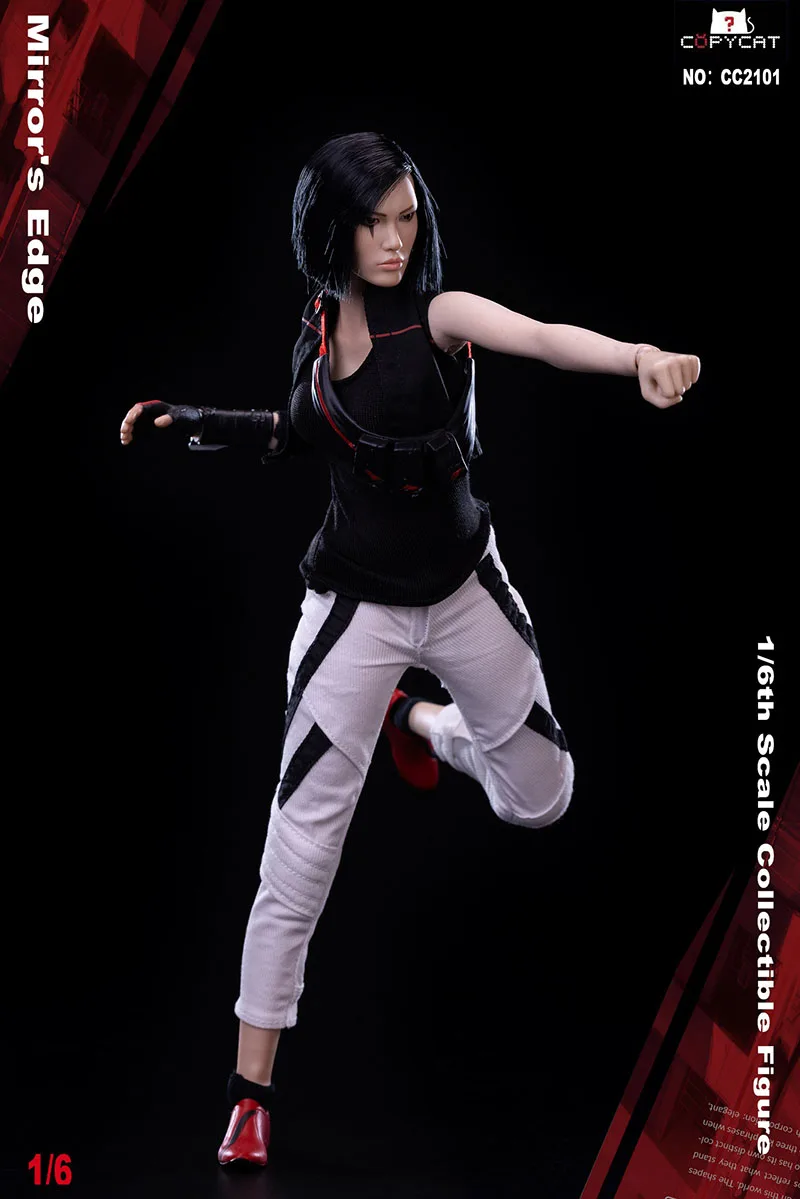 In Stock 1/6 Scale Edge of Mirror Parkour Girl Head Body Clothes COPYCAT CC2101 Full Set Action Figure Doll Model