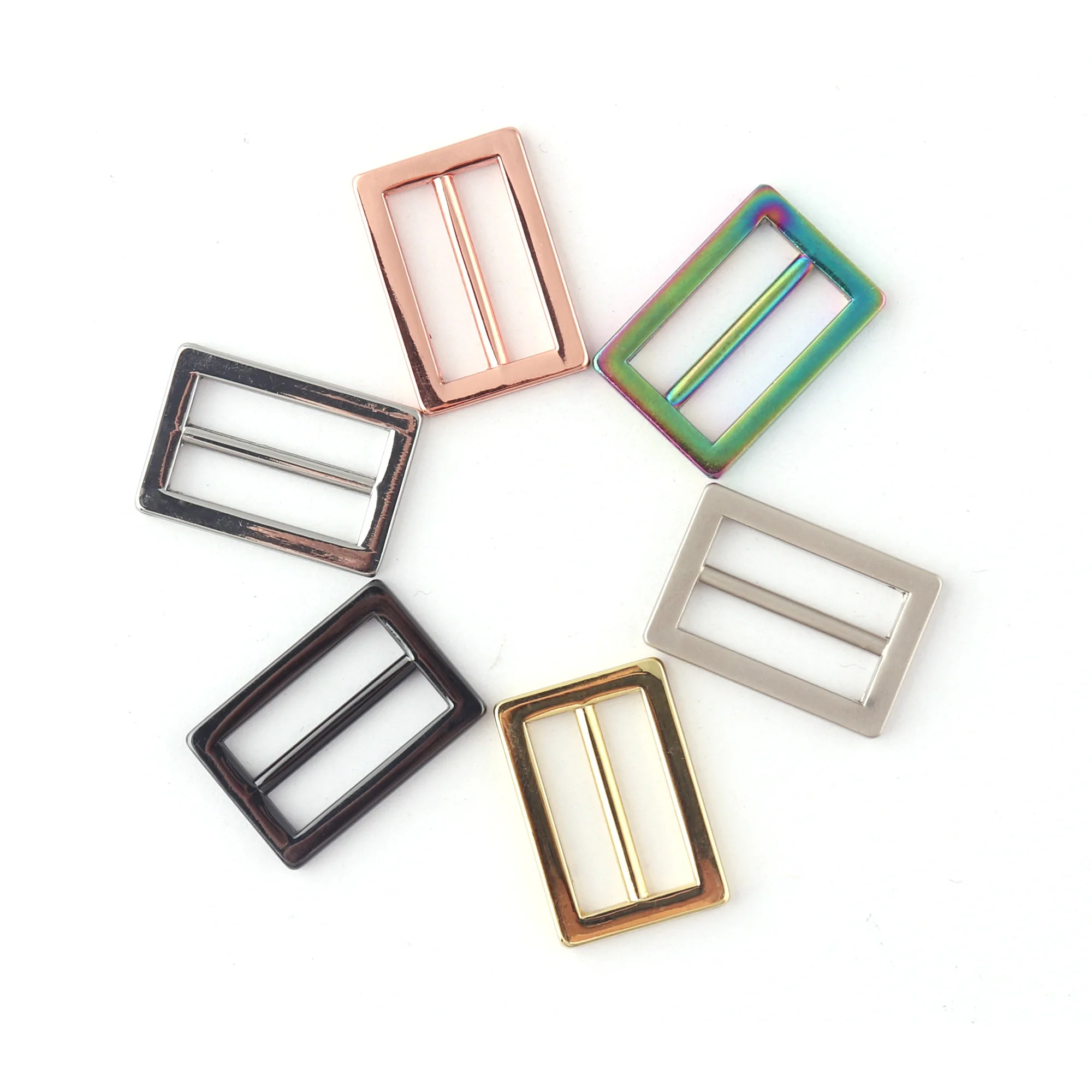 20MM 25MM 38MM 50MM Rose Gold slide buckle Rainbow Silver Gunmetal  Adjuster Buckle for Webbing Strap 6 PCS