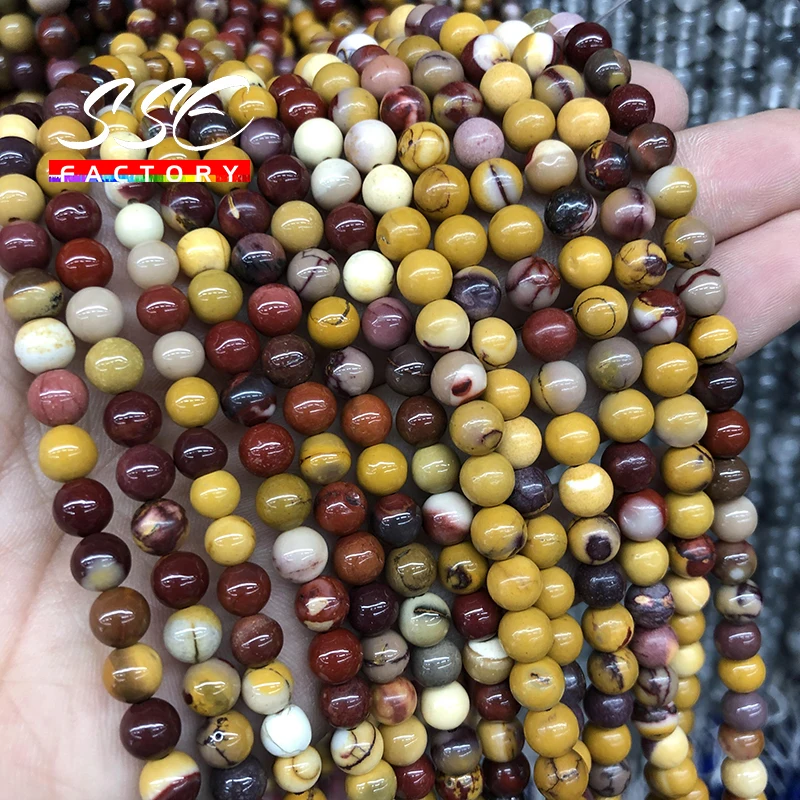 Natural Colorful Mookaite Round Loose Beads Yellow Stone Beads 4 6 8 10 12MM 15\