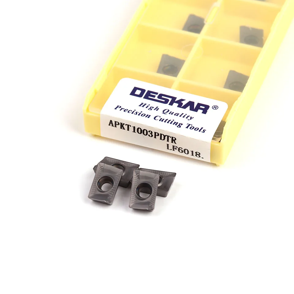 APKT1003PDTR LF6018 DESKAR 100% Alat Pemotong Bubut CNC Sisipan Penggilingan Asli untuk Pengolahan Baja Tahan Karat