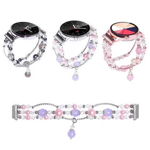 Watch Band for Samsung Galaxy Watch Active 2 Strap 44mm 40mm Jewelry Bead 20mm Women Bracelet for Gear Sport Huawei GT 2 42mm