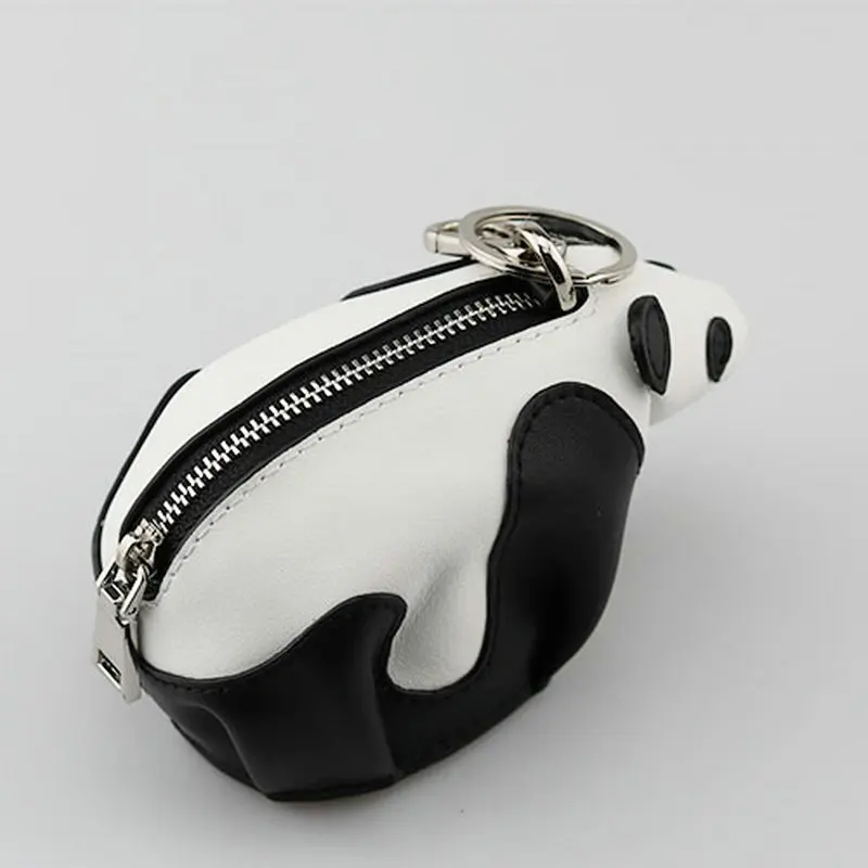 Genuine Leather Handmade Panda Charme Coin Purse Customize Animal Cute Girl's Mini Crafted Shaped Bag Pendant Monogram