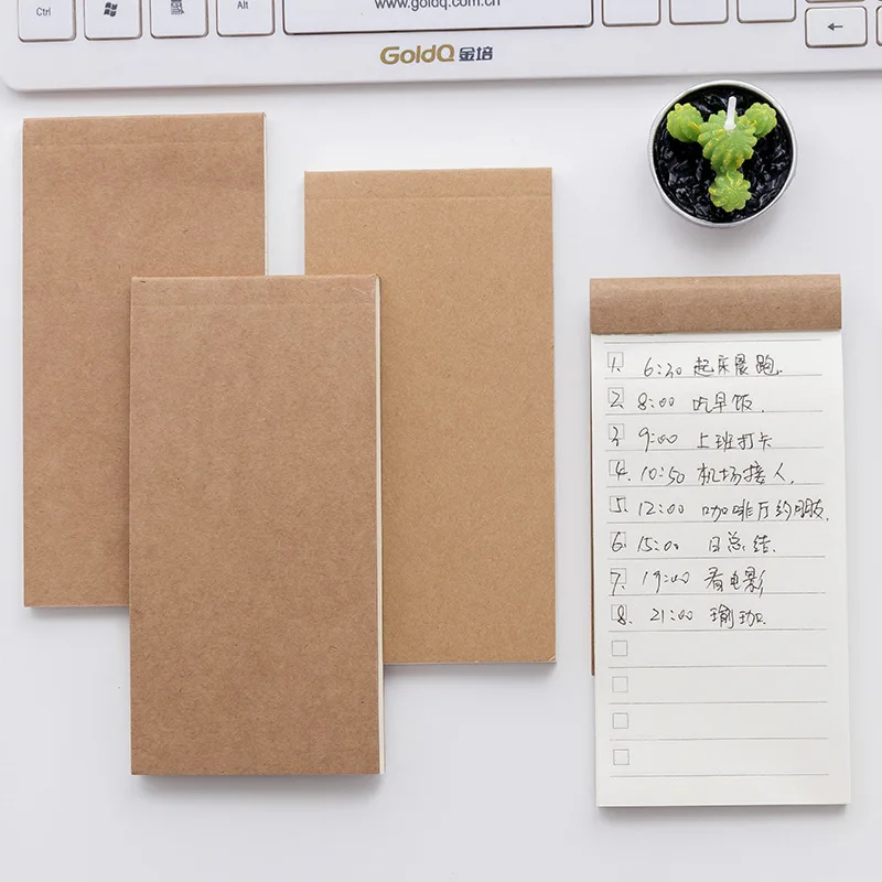 Kraft Cover Schedule Notebook Mini Portable Agenda Planner Check List Blank Memo Grid Notepad Stationery Office School A6955