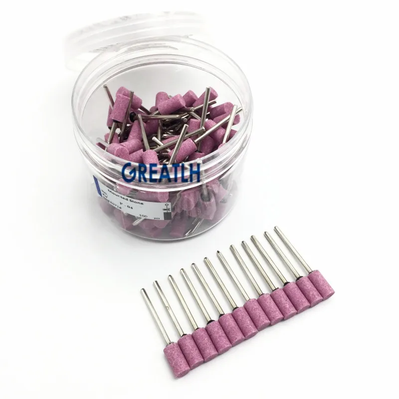 Metal Alloy Polishing Dental Lab Polisher 2.35mm Shank Pink Dental Medium Gravel Ceramic Stone Polishing Burs