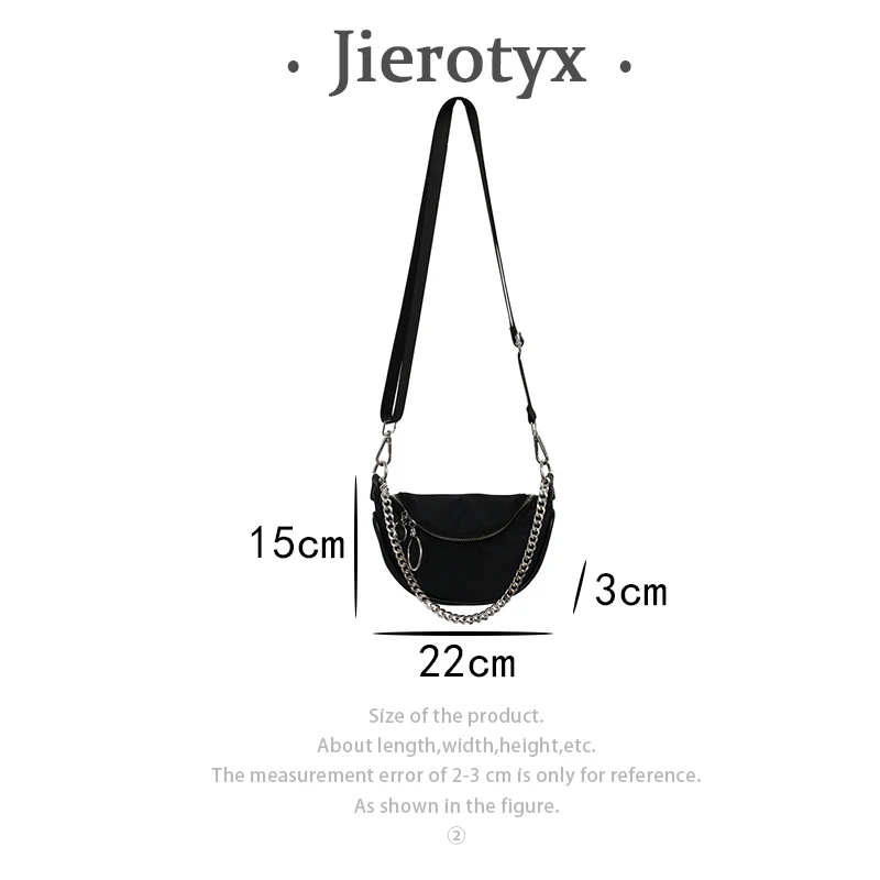 JIEROTYX 2021 Fashion Men And Women Shoulder Bags Zipper Designs With Chains Casual Unisex Handbags Gothic Style Drop Shipping