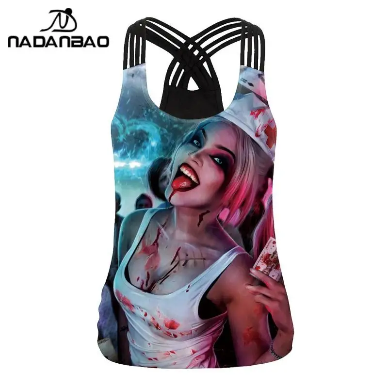 

NADANBAO 2024 New Tank Tops Sexy Slim Sling Shirt Horror Girl Printed Vest Halloween Costume for Women Fashion Streetwear Summer