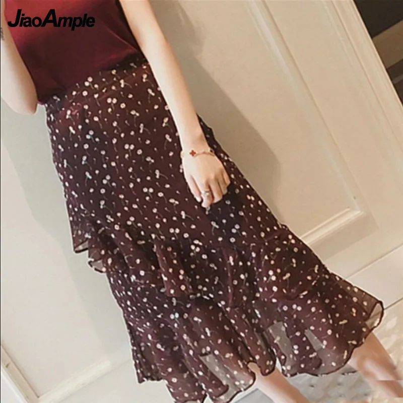 Summer Dress Suit 2024 New O-Neck Cotton Short-sleeved T-shirt Chiffon Midi Skirt Two-piece Women\'s Casual Fashion Clothing Set