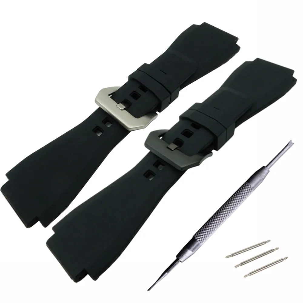 

For Bell 34 x 24mm Silicone Rubber Watch Strap/Band For Ross BR-01 BR-03 PVD Clasp Black Coffee Gray