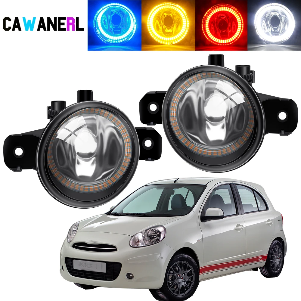 2 X Angel Eye Fog Light Assembly Car Halo Ring Fog Daytime Running Lamp For Nissan Micra March 4/IV (K13) Hatchback 2010-2018