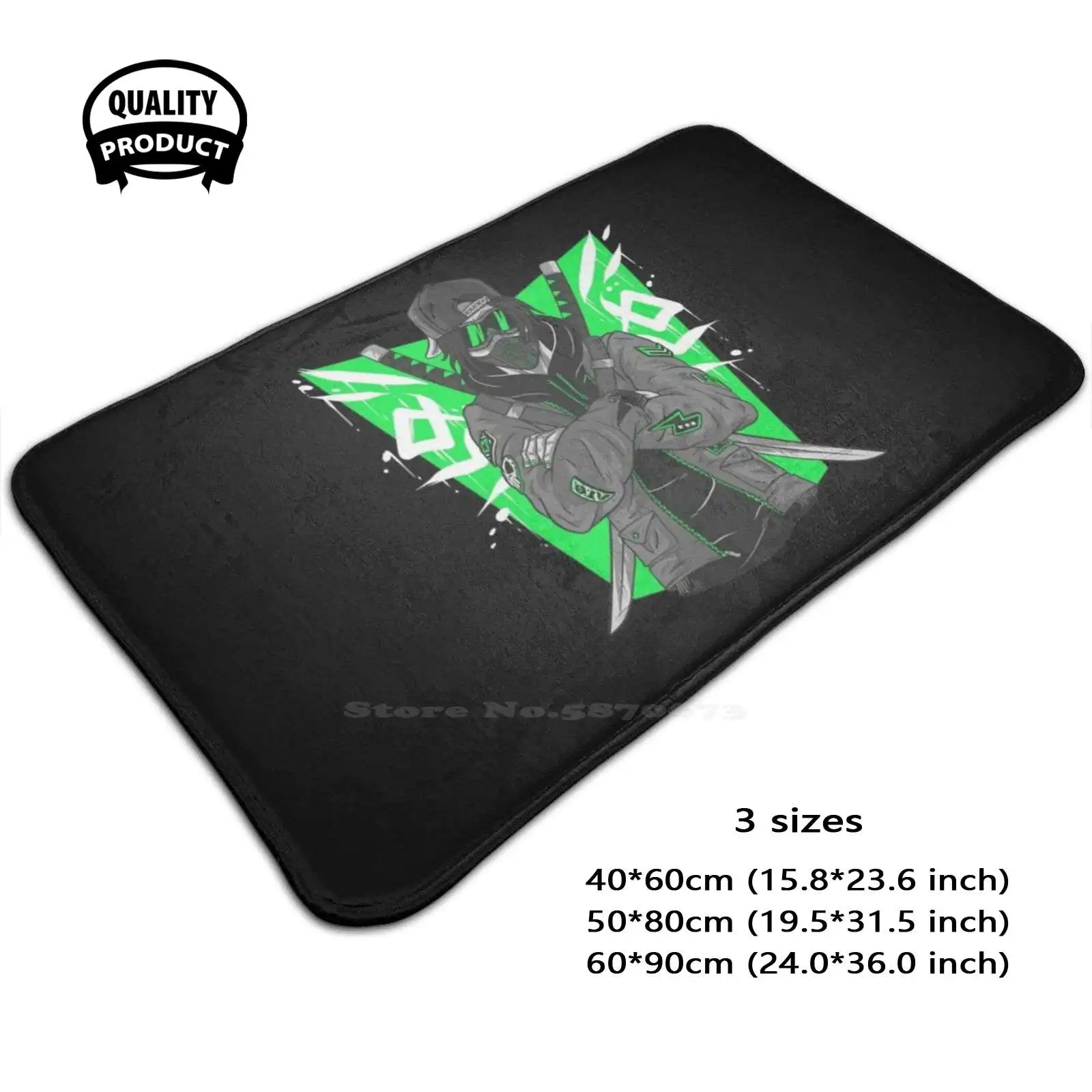 Futuristic Warrior Soft Cushion Home Carpet Door Mat Car Rug Samurai Katana Japanese Sword Geek Athlete Gamer Nerd Ronin Video