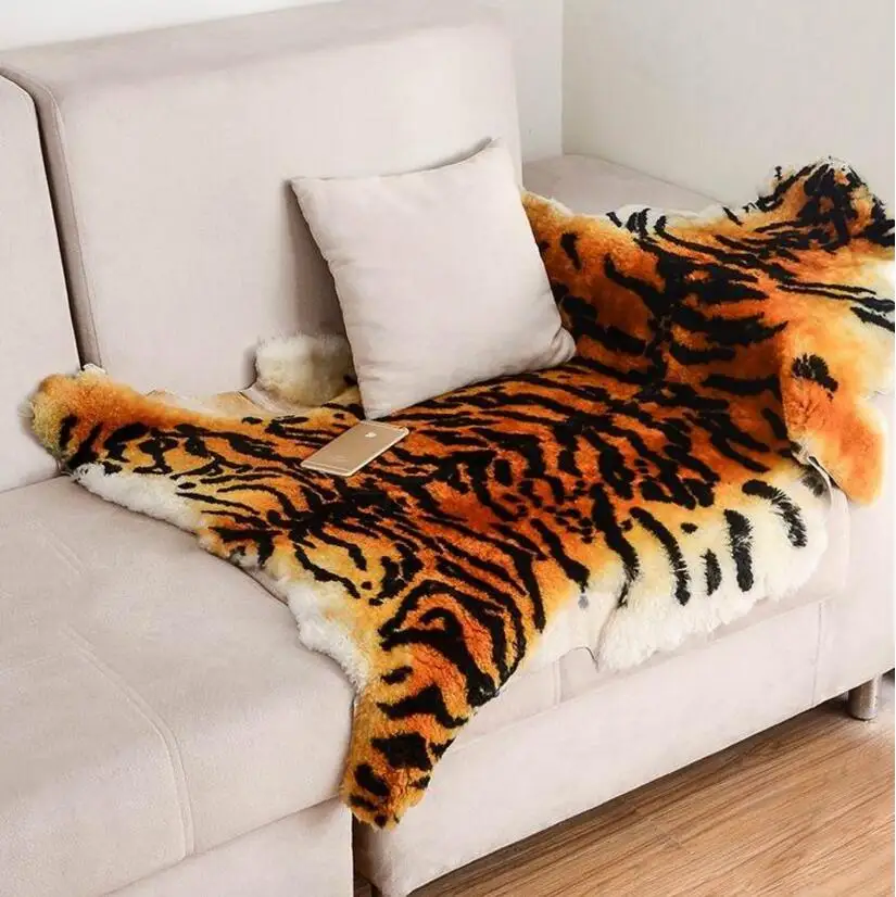 Thick Fluffy Area Rug Sheepskin Tiger Fur Imitation Carpet Living Room Bedroom Carpet Blanket Faux Fur Wool Mat Home Decor