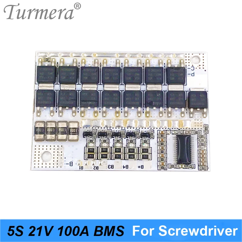 Turmera 5S 18V 21V 100A BMS لوحة بطارية ليثيوم مع متوازن لمفك البراغي 21V 18V Shurik وحزمة بطارية المكنسة الكهربائية