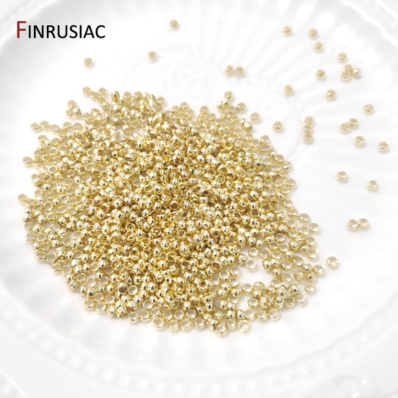200 Stück/Lot 2/2,5 mm 18K vergoldete Kugel-Klemmperlen, Lampenperlen für Schmuck, Stopper-Abstandshalterperlen für DIY-Schmuckherstellung – Detail 16