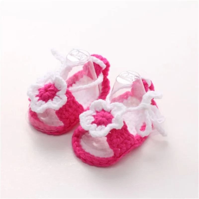 

Newborn Infant Baby Girls Crochet Knit Socks Crib Shoes Prewalker Photography Props Slippers Baby Sandals 0-12 Months