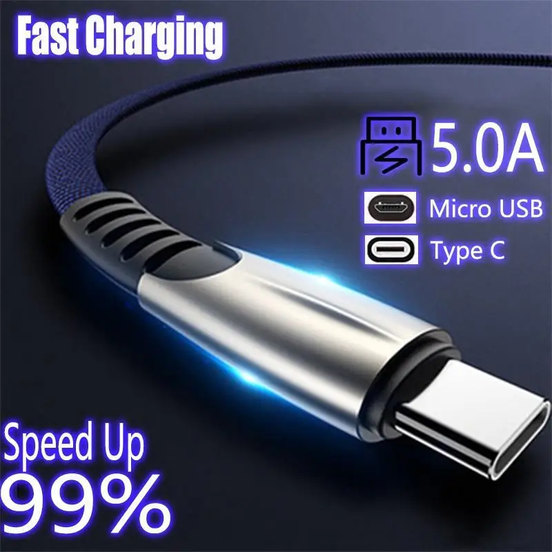 5A Fast Charging Cable Type-c Data Sync Micro USB Zinc Alloy Braided Cable For Nokia 2 3 5 6 2018 X5 X6 X7 4.2 3.2 6.2 7.2 Plus