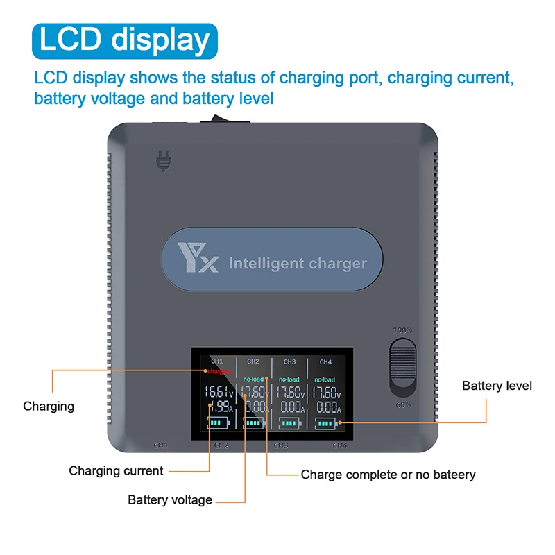 6 in 1 Battery Charger for DJI Mavic 2 Pro Zoom Drone Remote Controller 4 Batteries Fast Charging Hub Discharger LCD Display USB