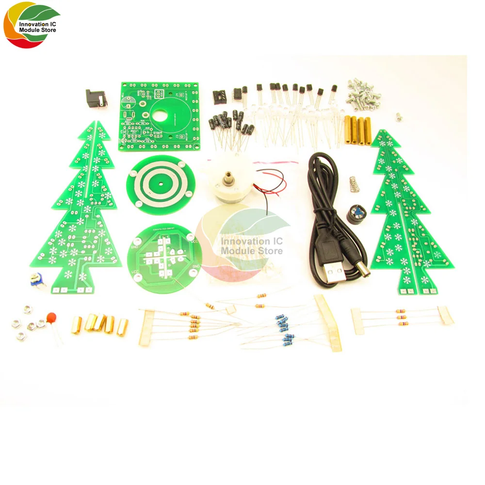 Lichter Bunte rotierende Musik Weihnachtsbaum Electeonic Kits 3D 7-Farben LED Atemlicht Kit Elektronisches DIY Fun Kit
