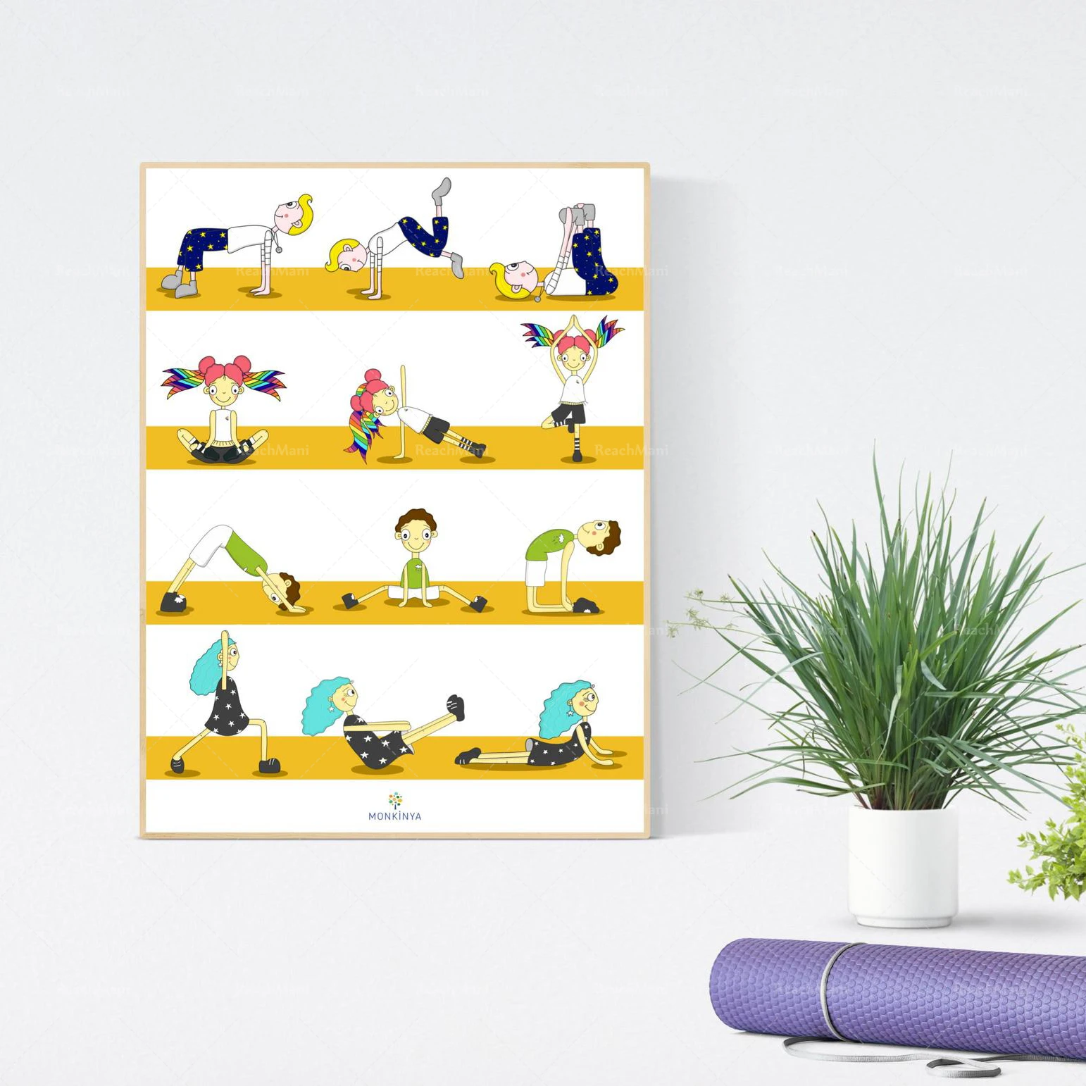 YOGA POSES Practical Life Kids Room Wall Art  Kindergarten Primary Educational Poster Learning Chart Printable