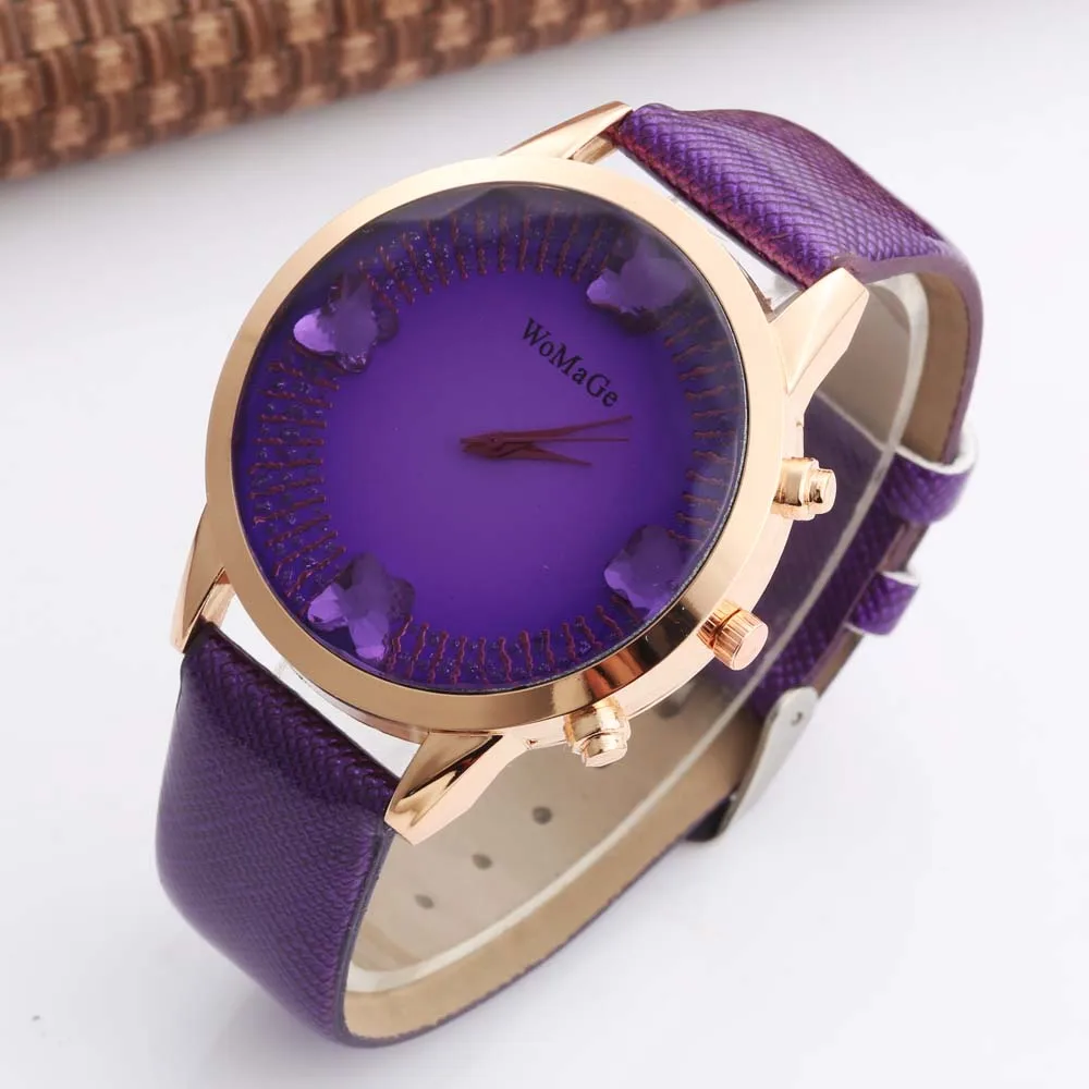 Womage Watch Fashion Blue orologi da donna orologi da donna in cristallo cinturino in pelle orologi al quarzo Relogio montres femme dames horloge