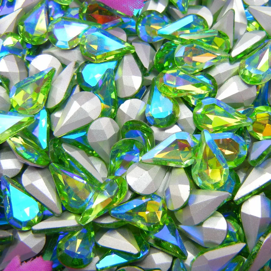 AB Farben 3*6mm 6*10mm 8*13mm Tropfenförmige Glas-Kristalle Strass zum Aufkleben Ornament DIY Verzierung – Detail 11