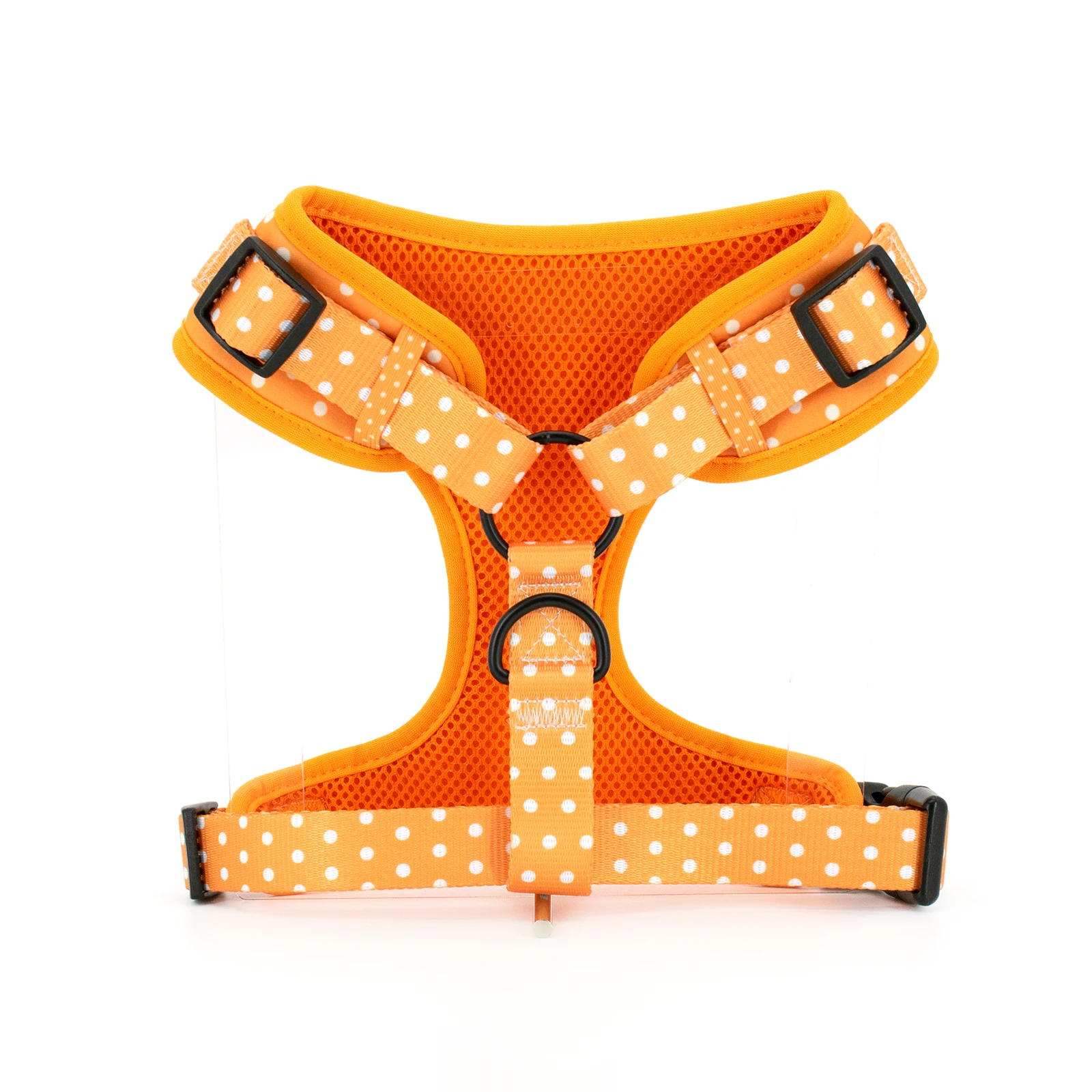 Collarlogo Adjustable Pet Dog Collar Durable Soft Cute Creative Orange Dot Design Leash Neoprene Harness Poop Bag Dispenser