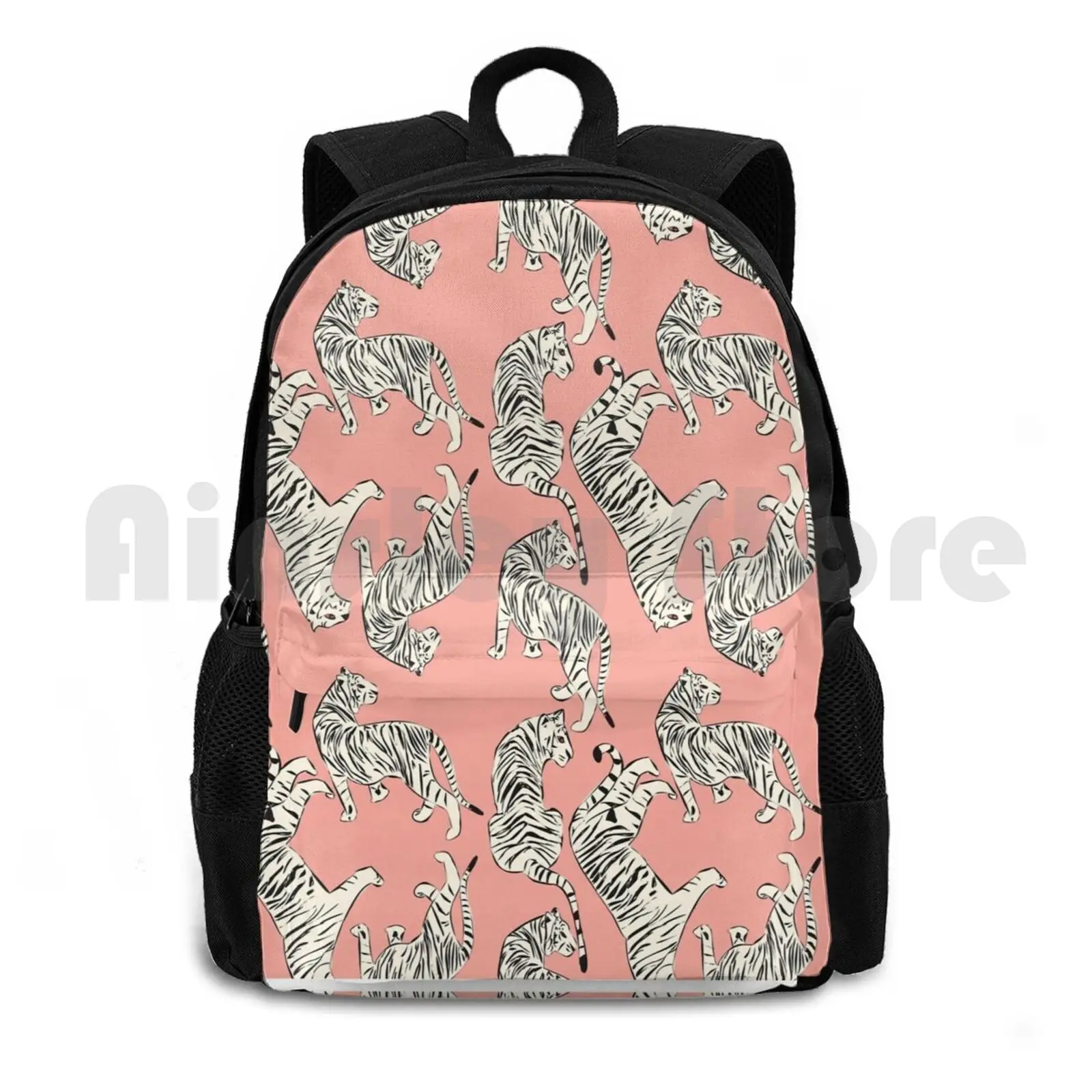 

Pink Tiger Pattern 006 Outdoor Hiking Backpack Riding Climbing Sports Bag Tiger Seamless Pattern Big Cat Hand Drawn Vector