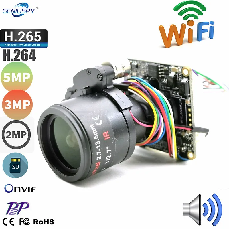 

Camhi 5MP 2MP 5X Zoom 2.7-13.5MM Lens POE Wifi IP Camera Module PTZ CCTV Security Board Wireless AP Audio TF Card Slot RS485