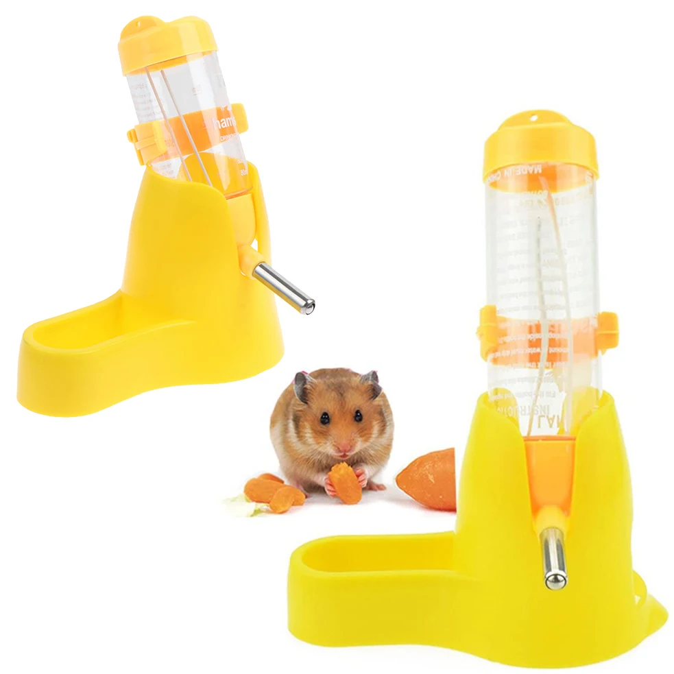 Botol Air Hamster Dasar Hidangan Makanan Botol Air Gantung Otomatis Opsional untuk Hamster Kerdil Kandang Hewan Kecil Tikus