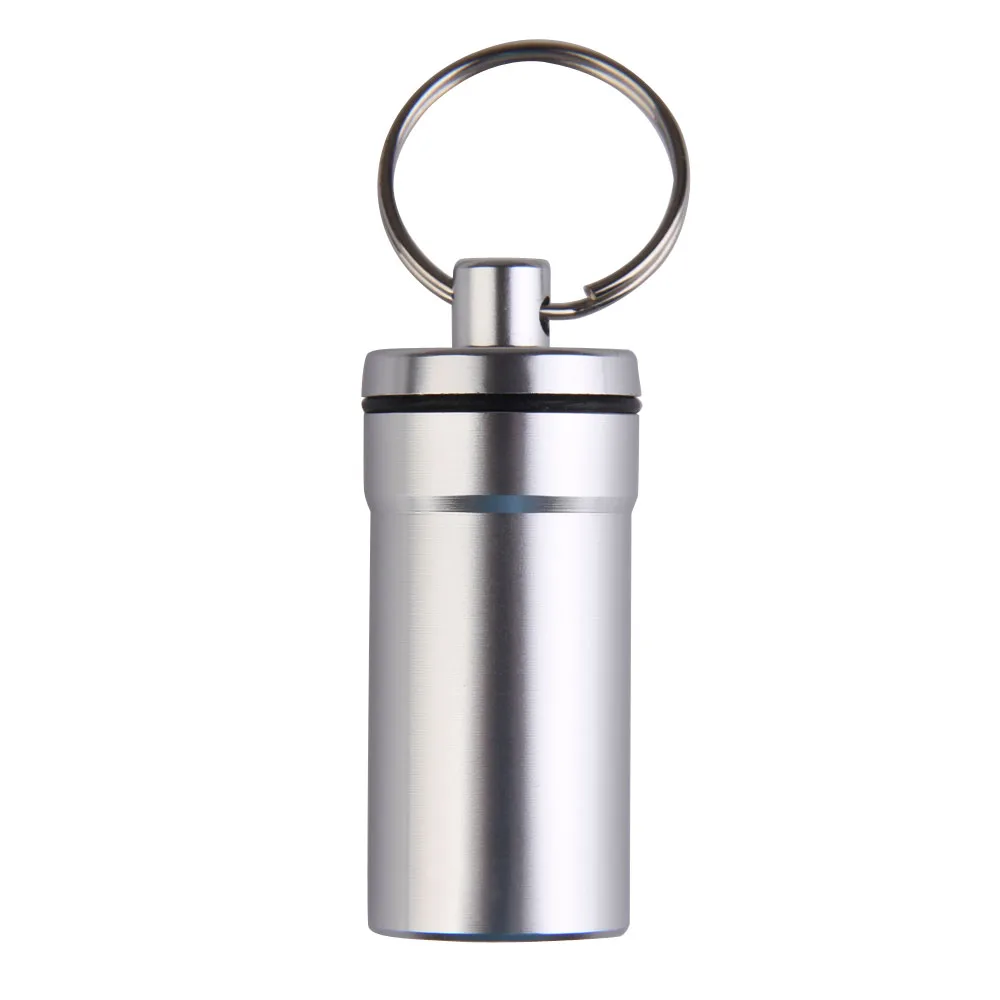 Mini First Aid Cartridge Keychain Aluminum Alloy Keychain Capsule Container Waterproof Practical Key Ornaments for Outdoor