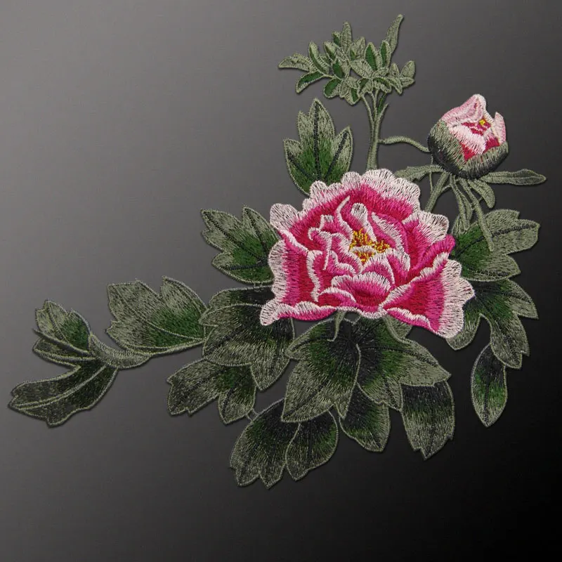 AHYONNIEX Nähen Auf Pfingstrose Blume Patches Kleidung Aufkleber Schöne Kleid Hohe Qualität Stickerei Patches DIY Zubehör – Detail 4