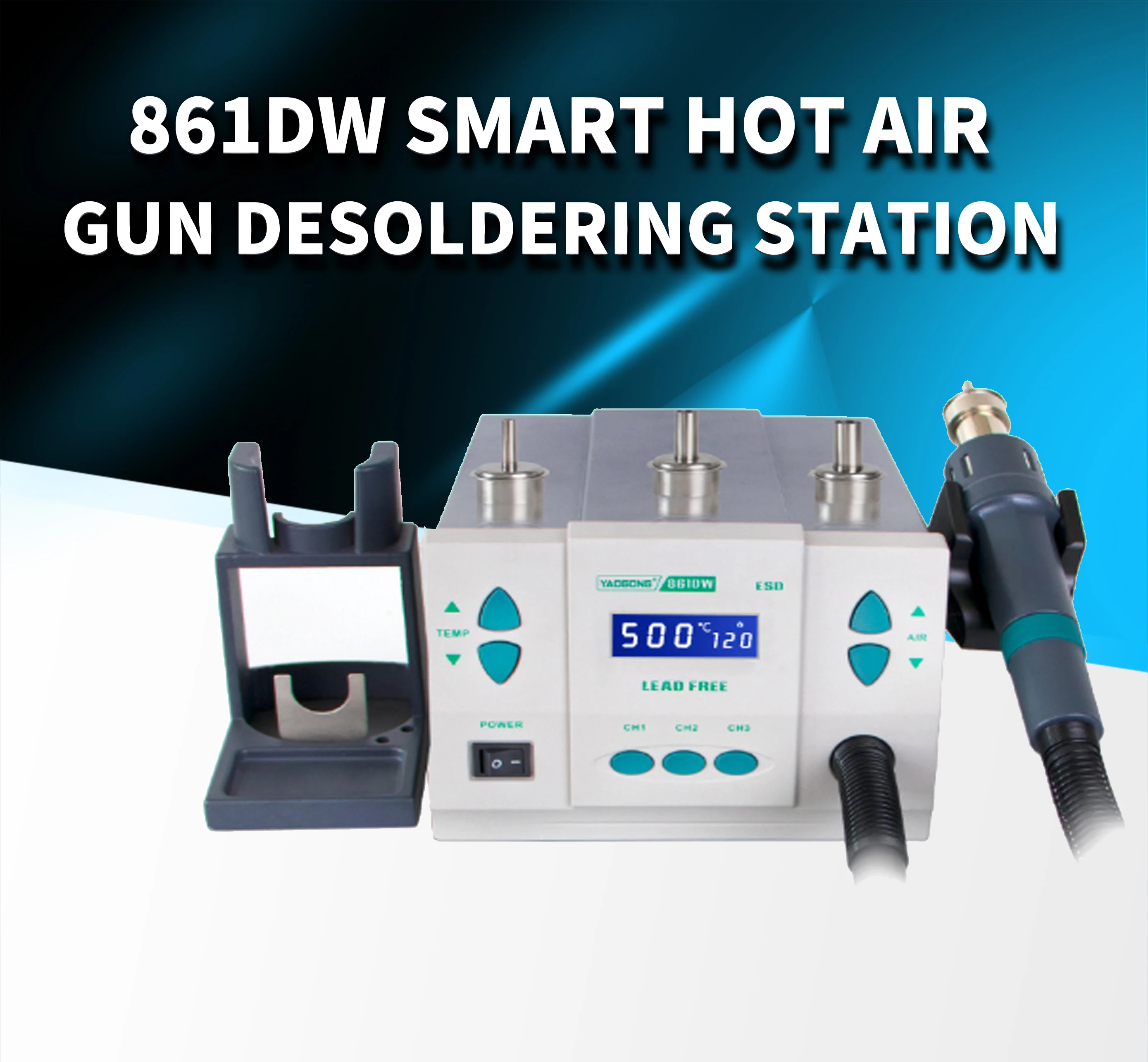 1000W Original YAOGONG 861DW Heat Gun Lead-free Hot Air Welding Station Hairdryer Soldering Hot Air Rework Station Hot Air gGun