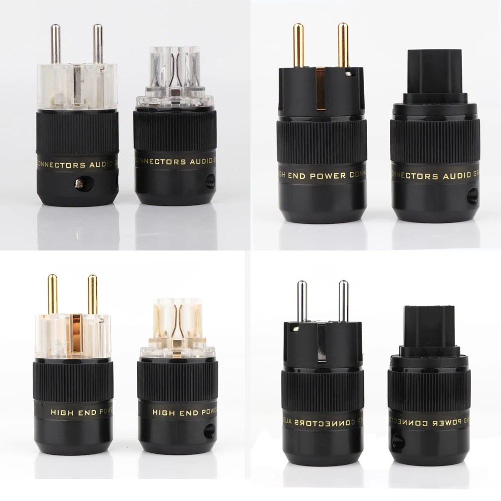 High Quality Schuko Power Plug EU Plug Hifi European plug Male Female Power Plug 24K Gold plated Rhodium silver Plated HIFI diy