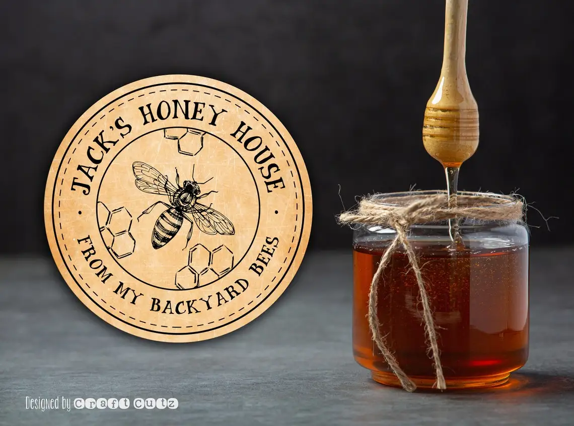 CUSTOM Honey Labels, Customized Round Honey Stickers, Custom Oval Honey Labels, Waterproof Labels, Honey Jar Labels, 100% Pure H