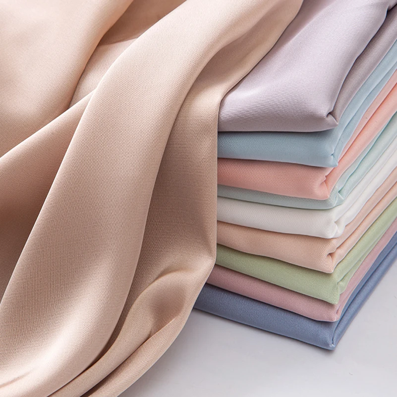 Satin Polyester Summer Chiffon Fabric for Sewing Clothes Pajama Shirt Quilting Micro Elastic Fabric