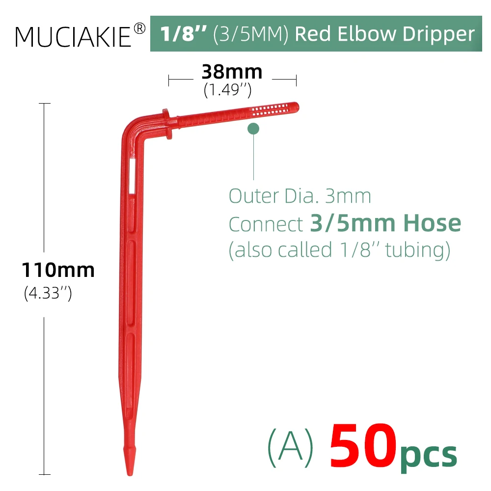 MUCIAKIE 24 Types 3/5MM 1/8\'\' Micro Drippers Fittings Garden Drip Irrigation Emitters Compensation 2/3/5/6-Way Coupling Adaptor