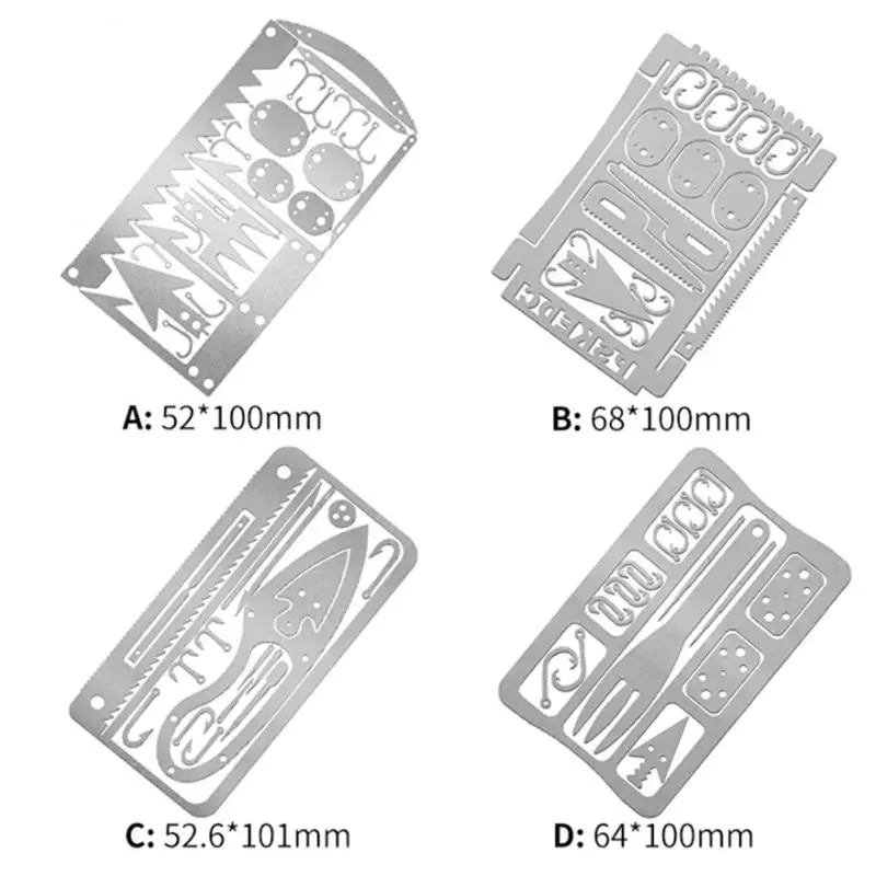 Outdoor EDC Stainless Steel Fishing Hook Card Portable Fishing And Hunting Multi-function Tool Card EDC Camping Survival Card