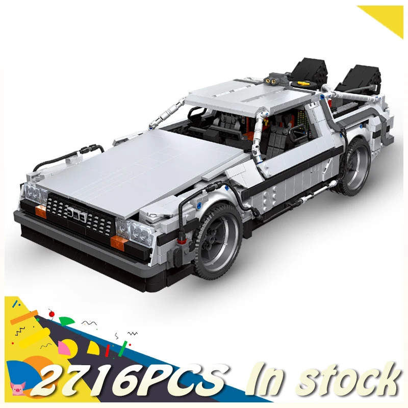 New MOC Time Machine Technology Building Blocks Sports Car Model Small Particles DIY Assemble Children's Toys Christmas Gifts