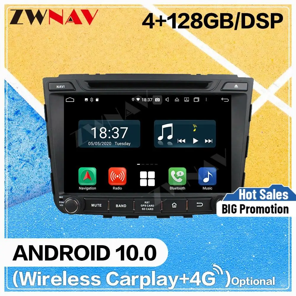 128GB Carplay Android 10 screen Multimedia DVD Player for HYUNDAI IX25 2014 2015 WiFi GPS Navi Auto Radio Audio Stereo Head unit