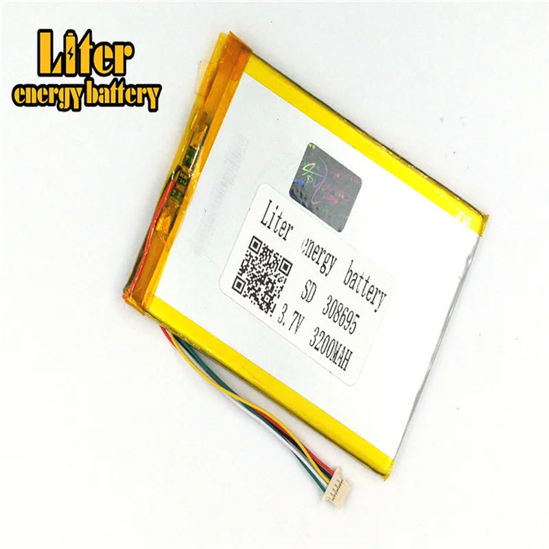 1.0MM 5pin connector 308695 3.7V 3200mah แท็บเล็ต PC แบตเตอรี่ lipo แบตเตอรี่ lithium ion polymer
