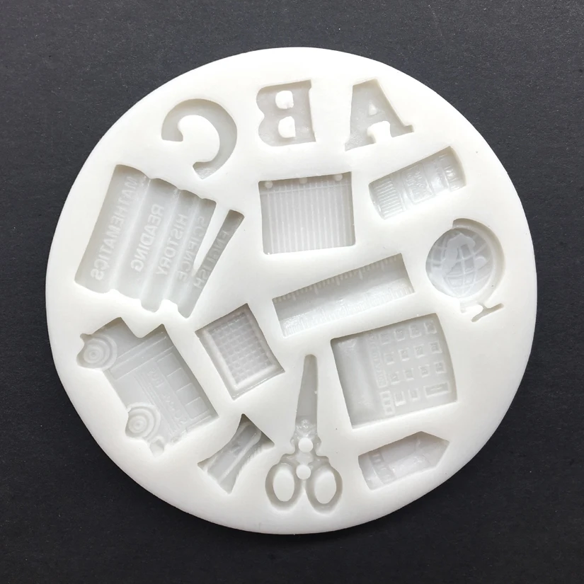 School Bus Globe Stationery Shape Silicone Mold Sugarcraft Chocolate Cupcake Baking Mold Fondant Cake Decorating Tools