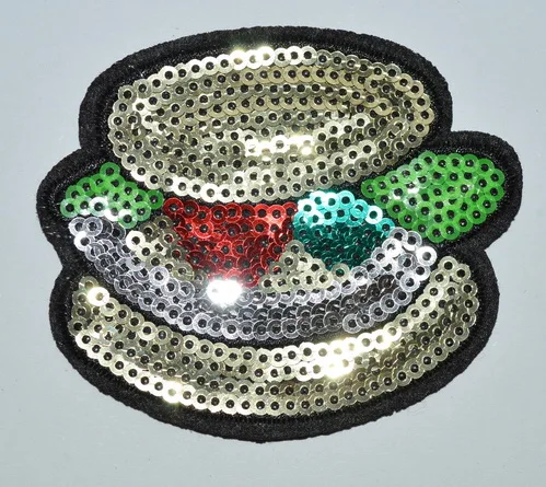 

(5 pcs) Hamburger - Cookout - BBQ - Summer - Food - Picnic - flash sequin Iron On Patch ( about 7.2 * 6.2 cm)