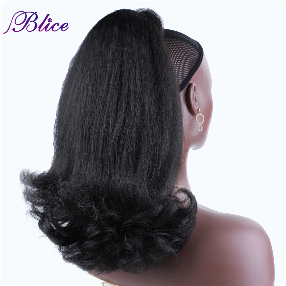 Blice Synthetic Kinky Straight Wrap Around Ponytail Extension Heat Resistant Tail Fake Hair Clip In For Women